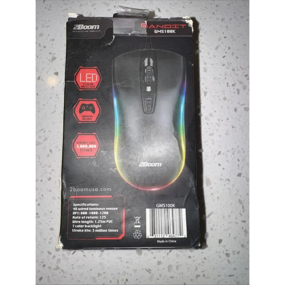 2Boom Bandit Wired Optical Gaming Mouse (GMS100K) LED, RGB Backlighting PS4 Xbox